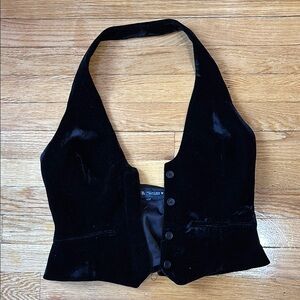 Zara Black Bustier Buttoned Blouse